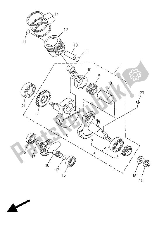 All parts for the Crankshaft & Piston of the Yamaha TT R 125 LW 2015