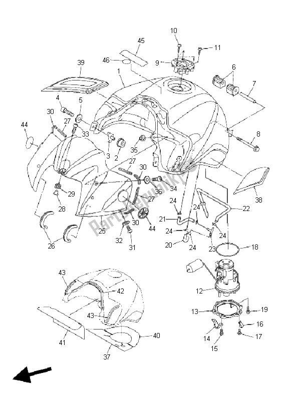 Tutte le parti per il Serbatoio Di Carburante del Yamaha FZ1 N Fazer 1000 2006