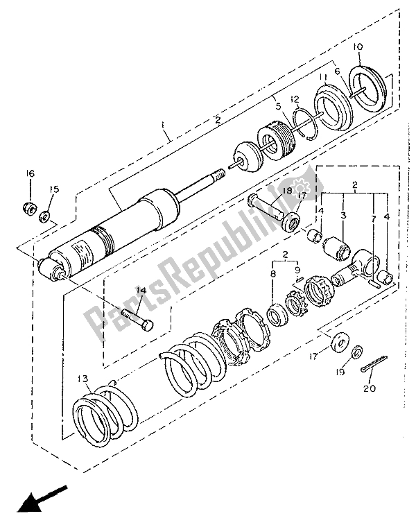 Todas las partes para Suspensión Trasera de Yamaha XT 600 1987