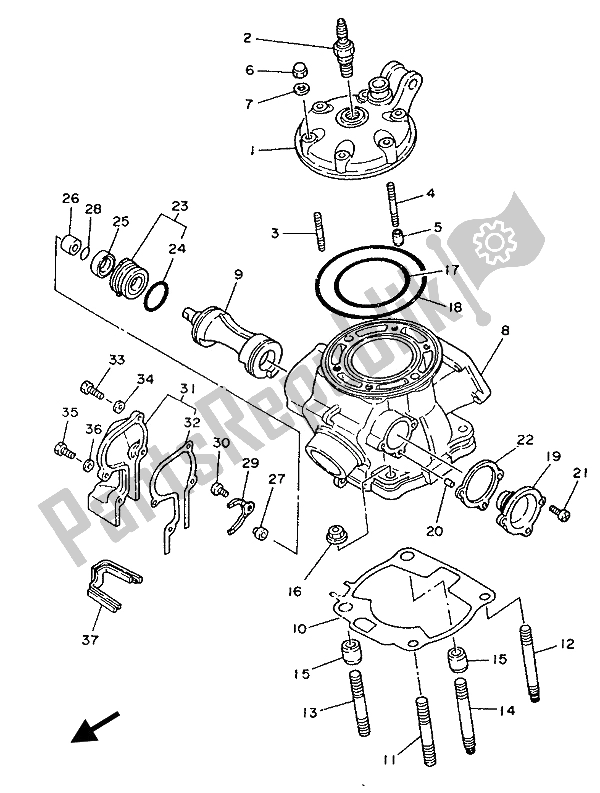 Toutes les pièces pour le Culasse du Yamaha WR 250Z 1994