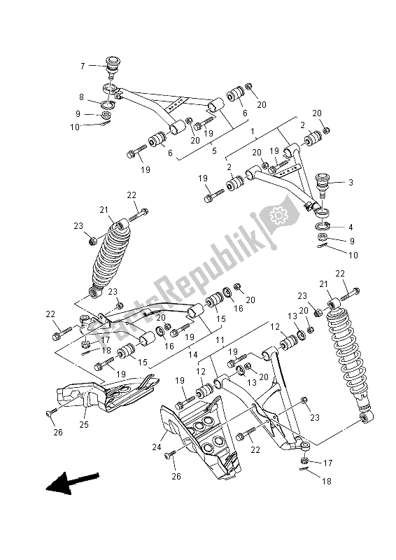 Tutte le parti per il Sospensione Anteriore E Ruota del Yamaha YFM 700 Fwad Grizzly 4X4 Yamaha Black 2014