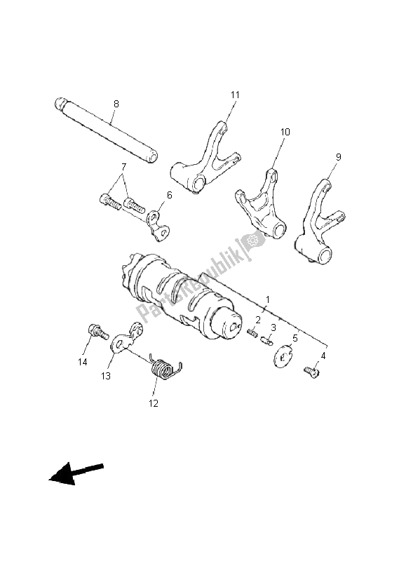 Toutes les pièces pour le Came Et Fourchette De Changement De Vitesse du Yamaha XJR 1300 2011