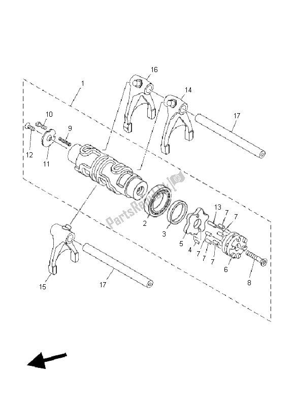 All parts for the Shift Cam & Fork of the Yamaha MT 01 1670 2009