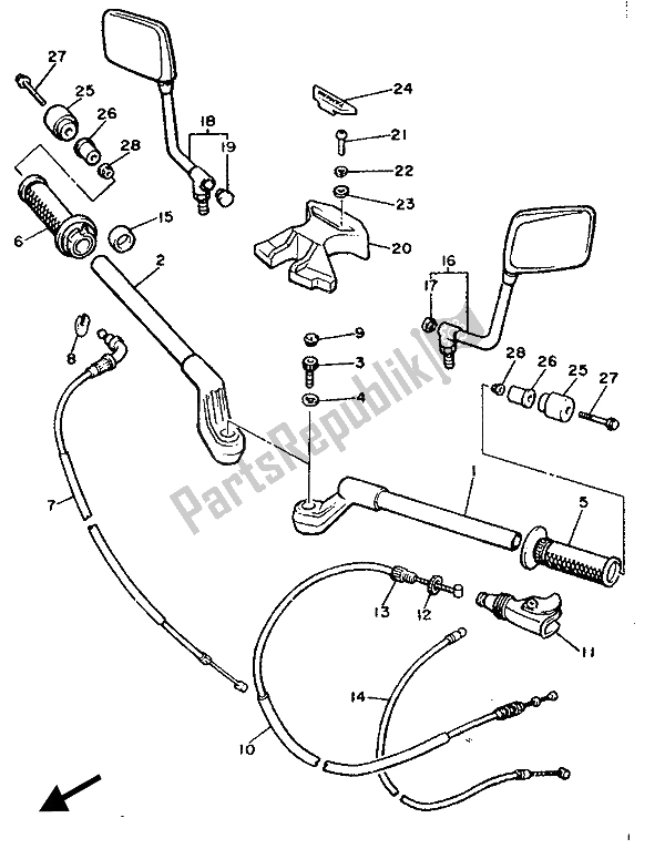 Todas as partes de Manivela E Cabo De Direção do Yamaha XJ 900F 1987