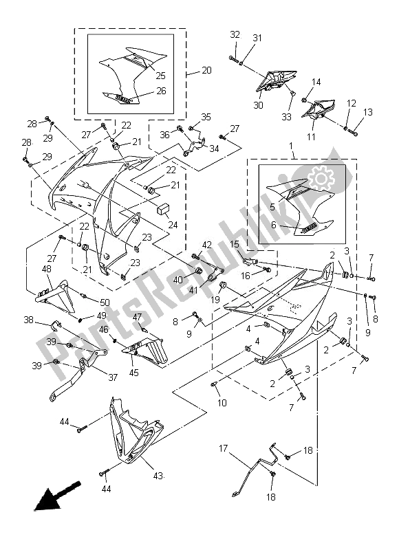 All parts for the Cowling 2 of the Yamaha XJ 6 FA 600 2014