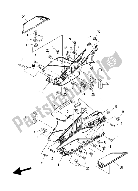 All parts for the Stand & Footrest 2 of the Yamaha XP 500 T MAX 2010