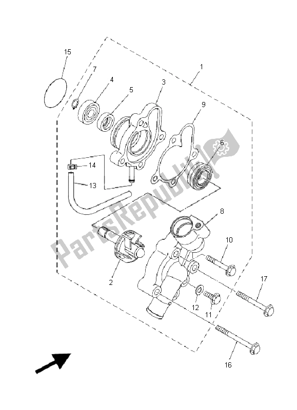 All parts for the Water Pump of the Yamaha YXR 450 FA Rhino 2006