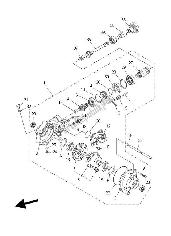 All parts for the Front Differential of the Yamaha YFM 350 FA Bruin 4X4 2006