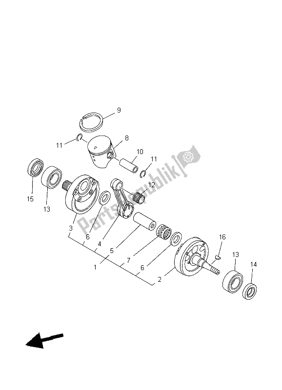 All parts for the Crankshaft & Piston of the Yamaha YZ 125 2009