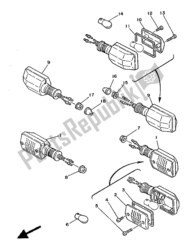 Todas las partes para Luz Intermitente de Yamaha XT 350 1986