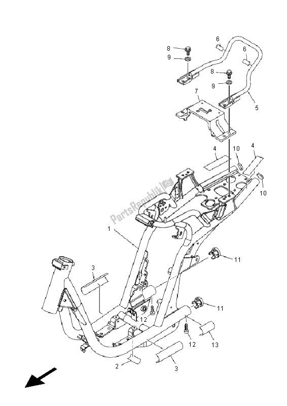 All parts for the Frame of the Yamaha EC 03 2011