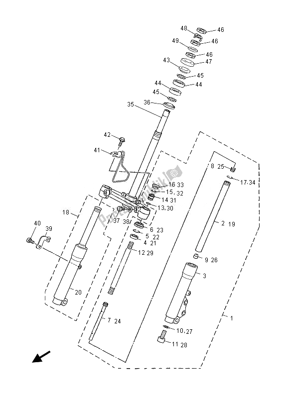 All parts for the Front Fork of the Yamaha YN 50F 2013