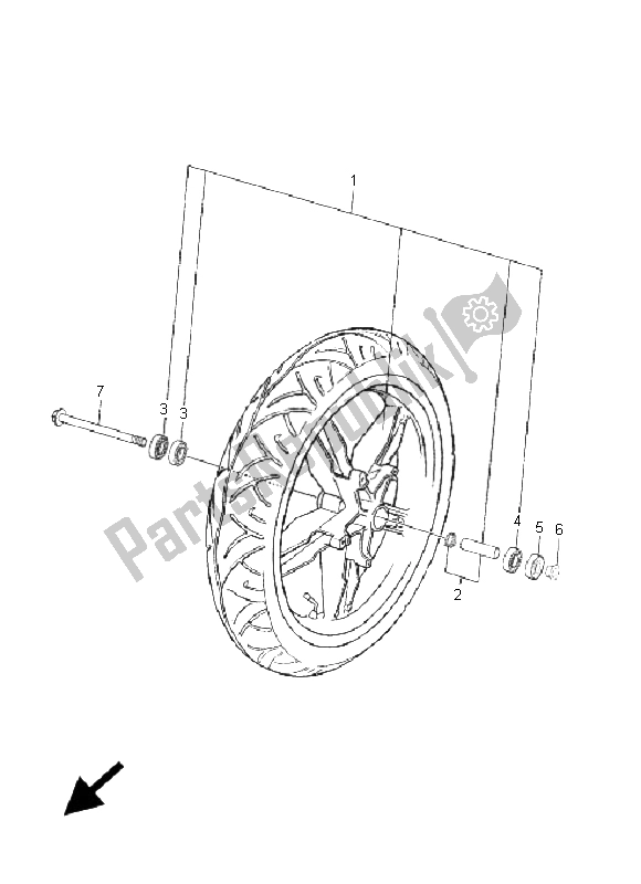 Alle onderdelen voor de Voorwiel van de Yamaha TZR 50 2005