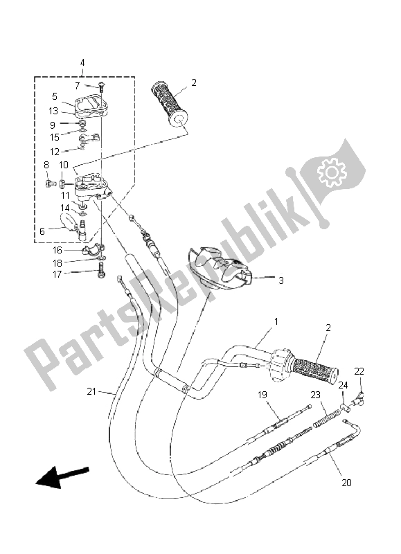 Todas las partes para Manija De Dirección Y Cable de Yamaha YFM 350 BA Bruin 2X4 2006