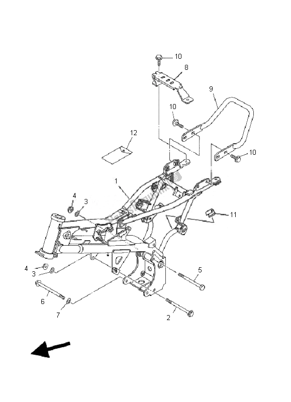 All parts for the Frame of the Yamaha TT R 90E 2007