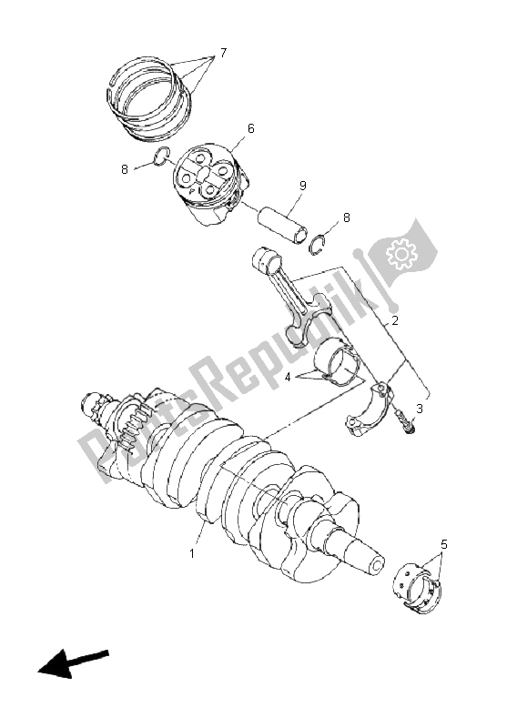 All parts for the Crankshaft & Piston of the Yamaha FZ6 Sahg 600 2009