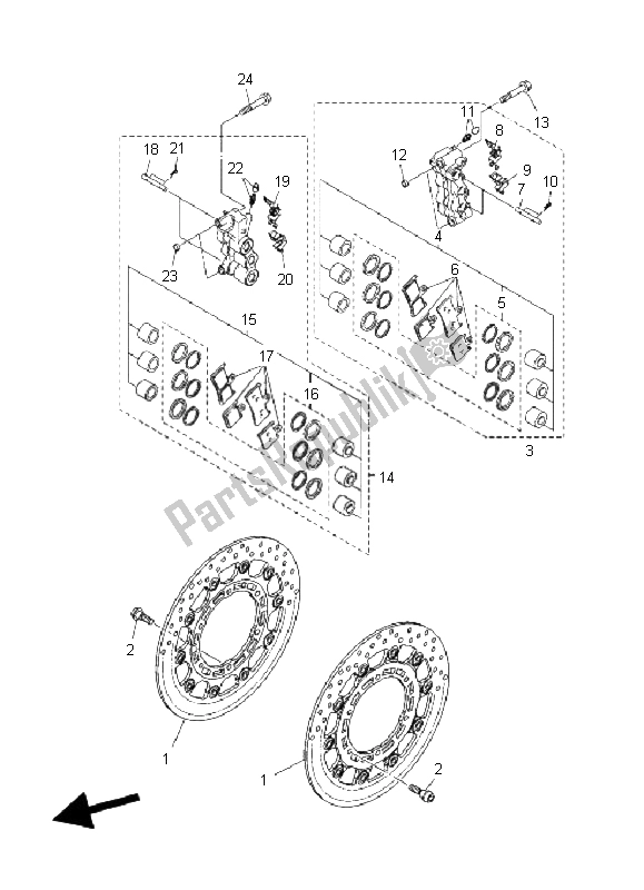 Wszystkie części do Zacisk Hamulca Przedniego Yamaha MT 01 1670 2008