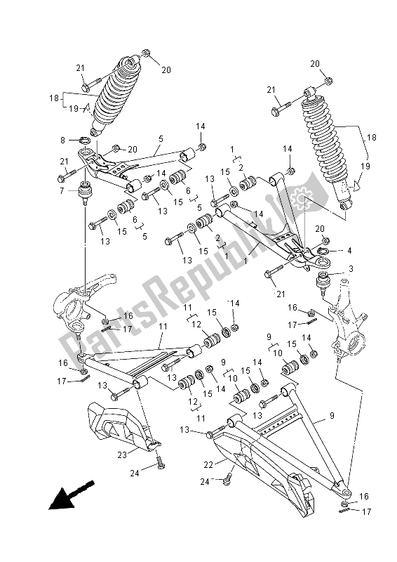 Tutte le parti per il Sospensione Anteriore E Ruota del Yamaha YXM 700E Yamaha Black 2014