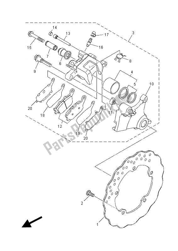 Wszystkie części do Zacisk Hamulca Tylnego Yamaha MT-07 700 2015