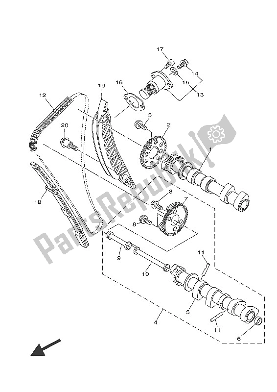 All parts for the Camshaft & Chain of the Yamaha MT-07 700 2016