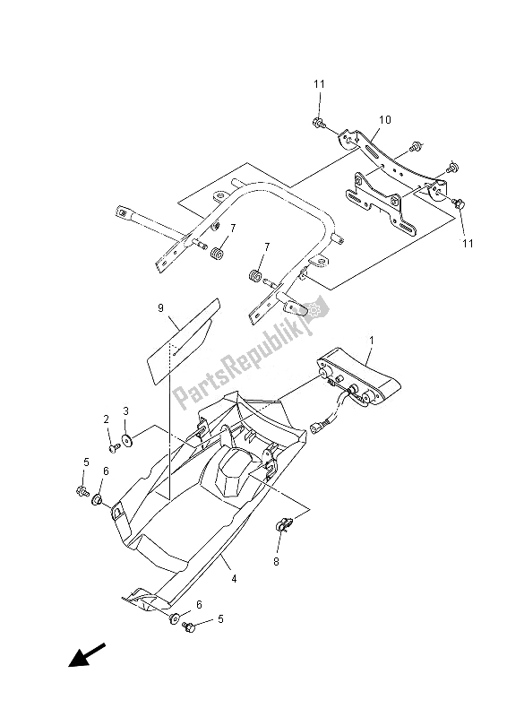 All parts for the Taillight of the Yamaha YFM 700 RD 2013