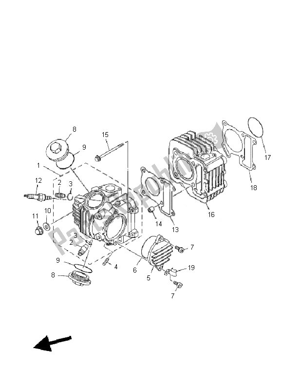 All parts for the Cylinder Head of the Yamaha TT R 110E 2010