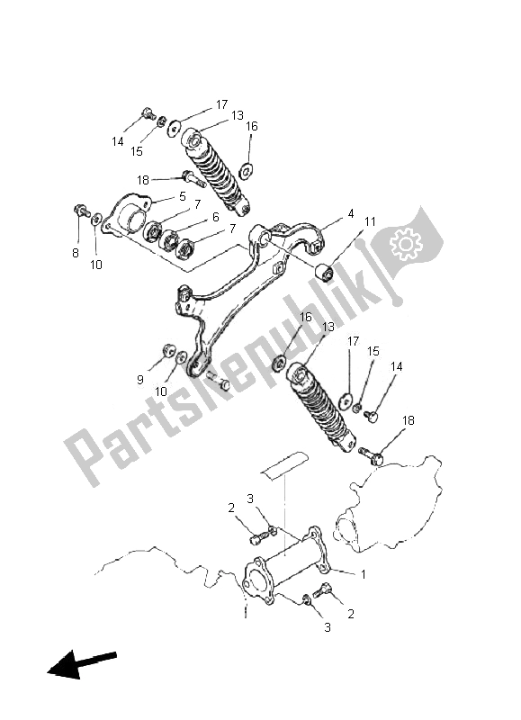 Toutes les pièces pour le Bras Arrière Et Suspension du Yamaha PW 50 2010