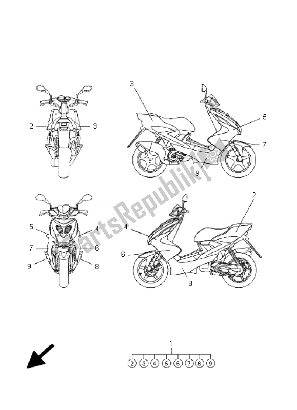 All parts for the Graphic & Emblem of the Yamaha YQ 50R Aerox 2007