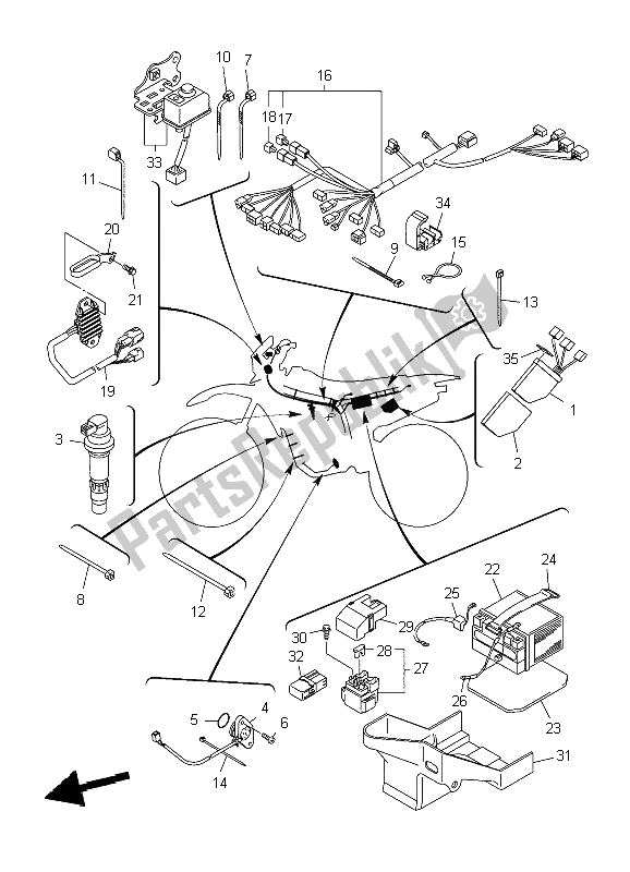 All parts for the Electrical 1 of the Yamaha WR 250F 2009