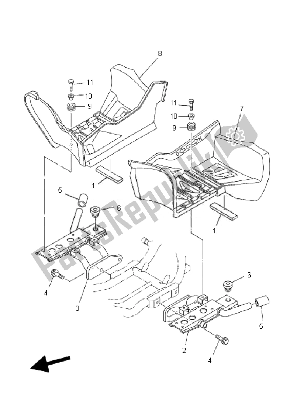 All parts for the Stand & Footrest of the Yamaha YFM 50R 2007