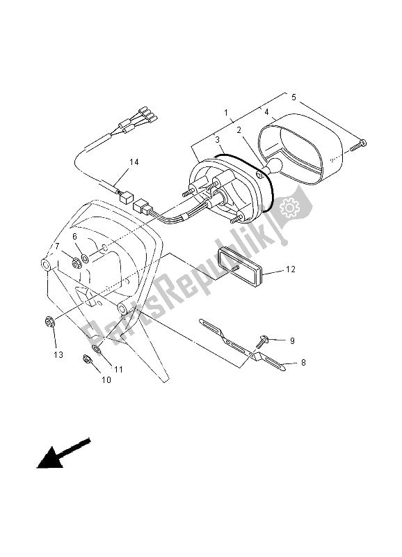 All parts for the Taillight of the Yamaha XVS 650 Dragstar 2000