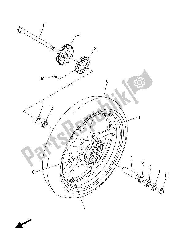 All parts for the Front Wheel of the Yamaha XJ6 SA 600 2015