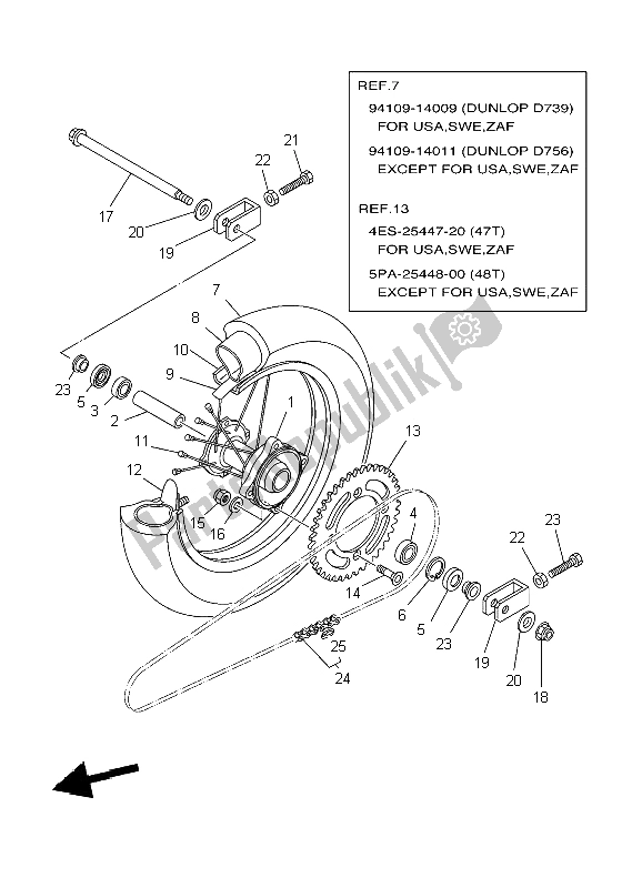 All parts for the Rear Wheel of the Yamaha YZ 85 SW LW 2004