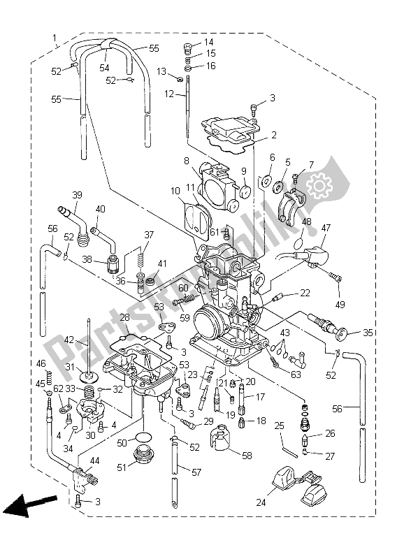 All parts for the Carburetor of the Yamaha YZ 450F 2009