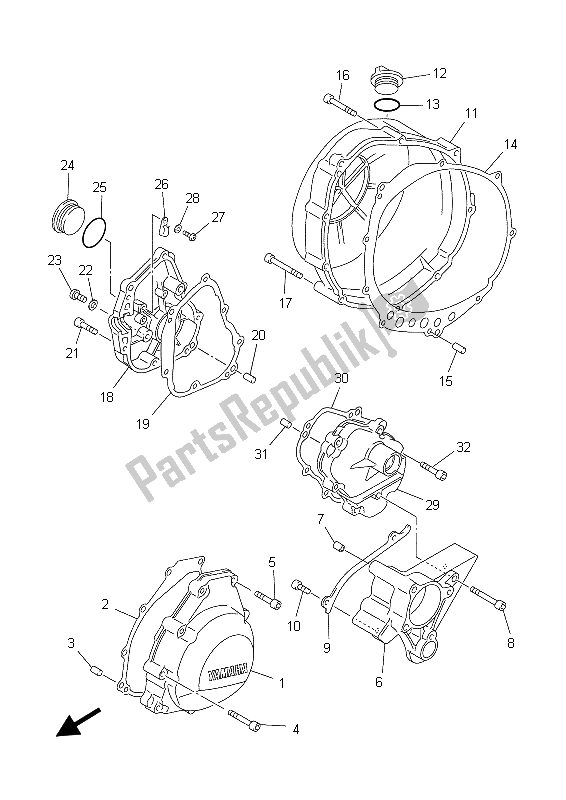 Toutes les pièces pour le Couvercle De Carter 1 du Yamaha YZF R7 700 1999