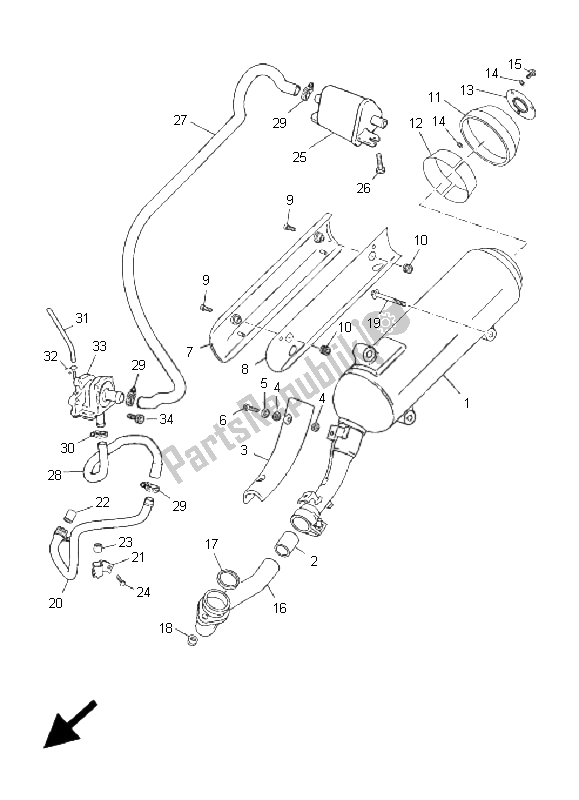 All parts for the Exhaust of the Yamaha YP 125E Majesty 2009