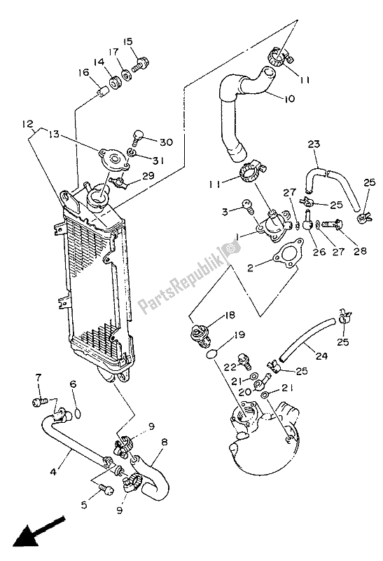 Tutte le parti per il Tubo Del Radiatore del Yamaha DT 125E 1990