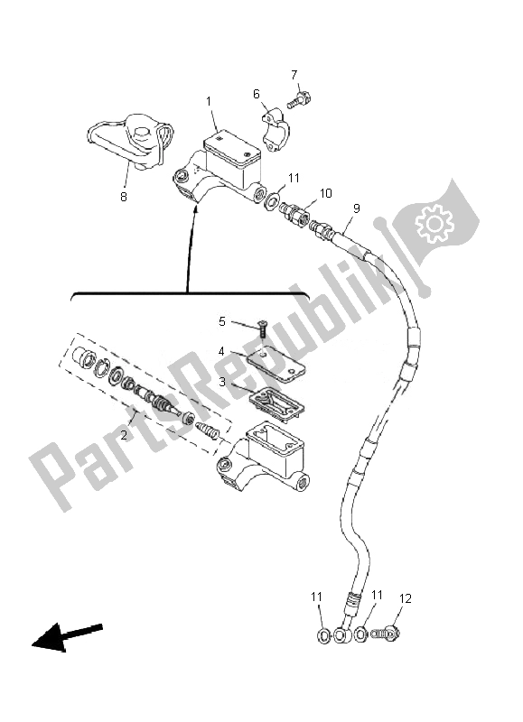 All parts for the Front Master Cylinder of the Yamaha TT R 125E SW LW 2010
