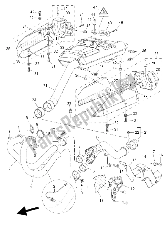 All parts for the Exhaust of the Yamaha XT 660Z Tenere 2008