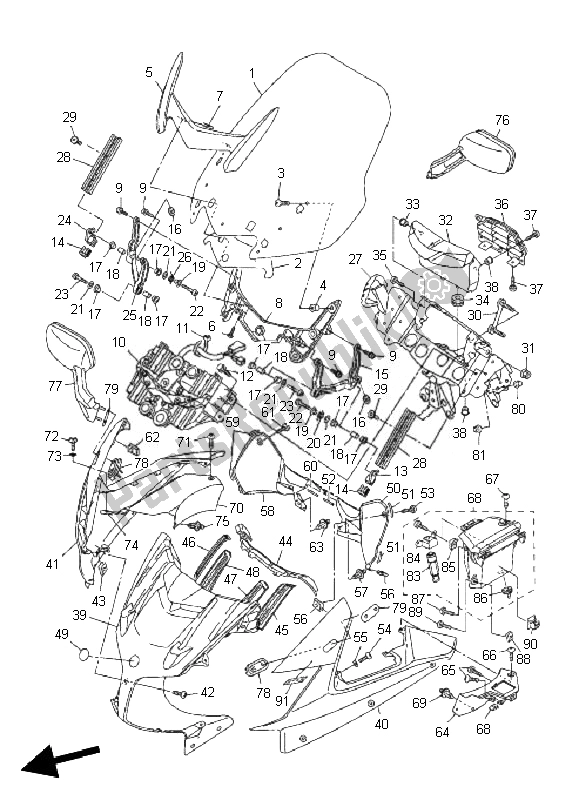 Tutte le parti per il Cowling 1 del Yamaha FJR 1300 AS 2010