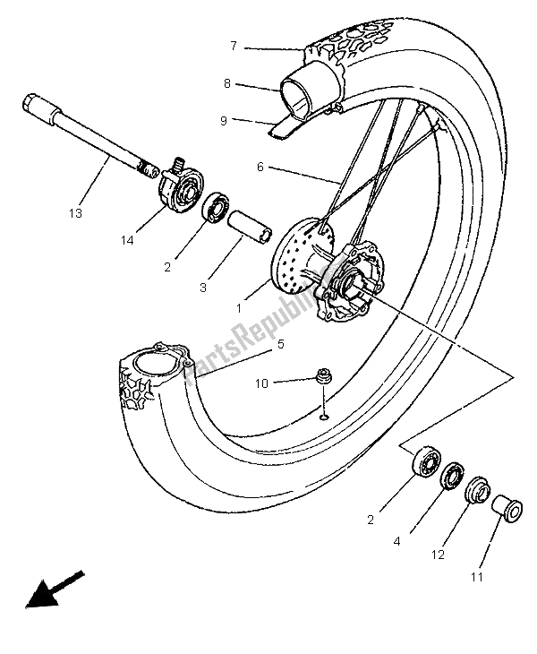 Toutes les pièces pour le Roue Avant du Yamaha DT 125R 1997