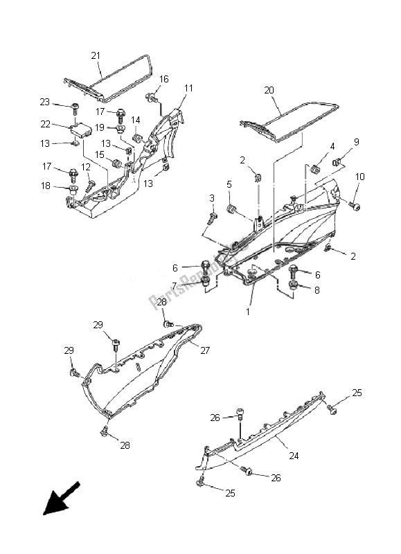 All parts for the Stand & Footrest 2 of the Yamaha XP 500A T MAX 2007