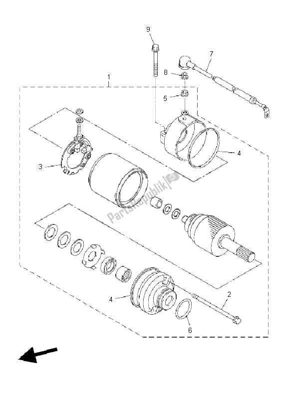 All parts for the Starting Motor of the Yamaha XJ6F 600 2011