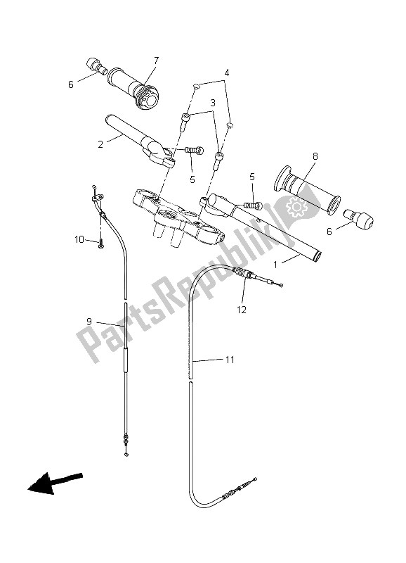 All parts for the Steering Handle & Cable of the Yamaha YZF R 125 2009