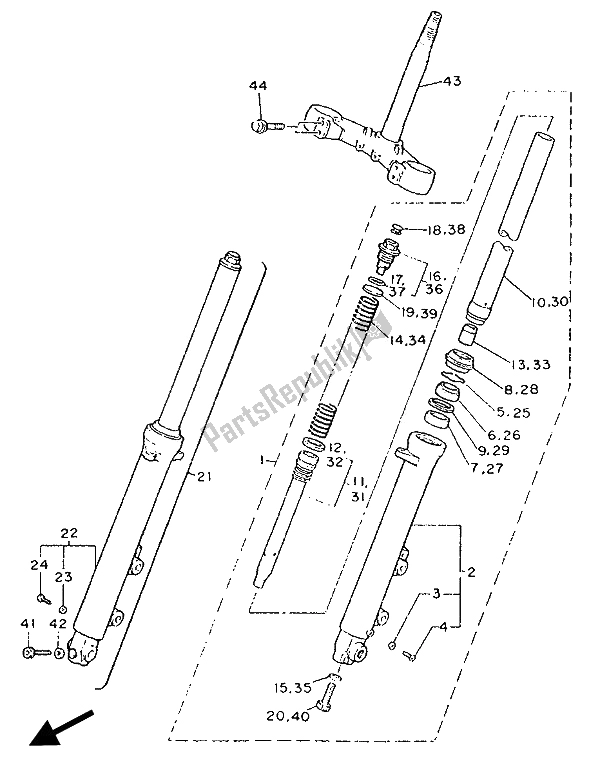 Todas las partes para Tenedor Frontal de Yamaha FZ 750 Genesis 1989