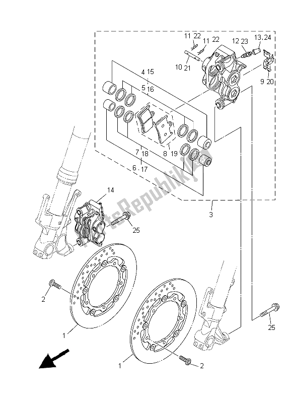 All parts for the Front Brake Caliper of the Yamaha XP 500 Dnms 2015