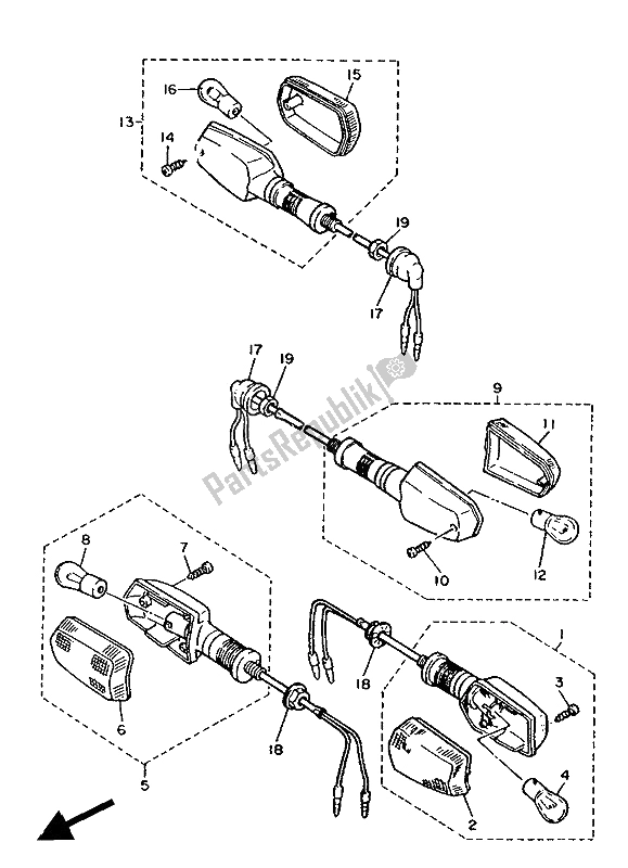 Todas las partes para Luz Intermitente de Yamaha FZX 750 1988