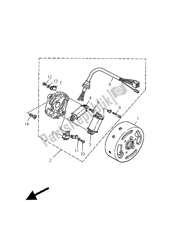 All parts for the Generator of the Yamaha PW 50 2000