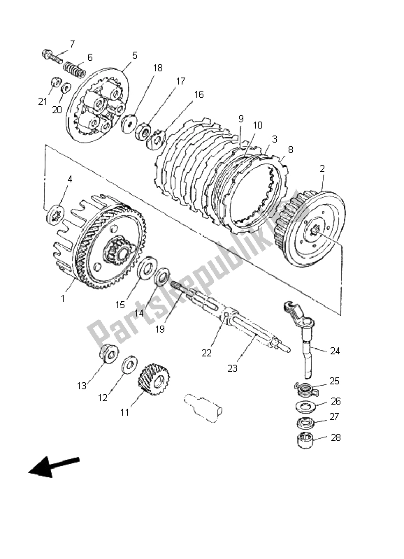 All parts for the Clutch of the Yamaha DT 125 RE 2006