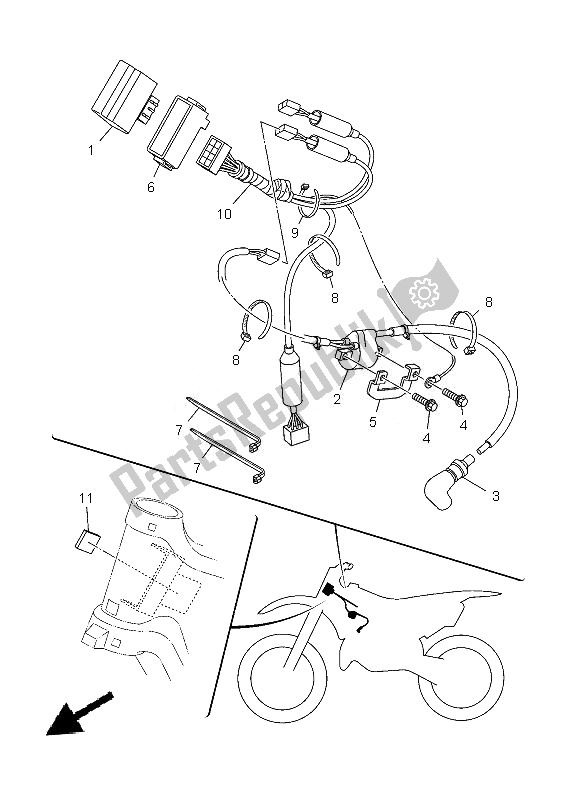 All parts for the Electrical 1 of the Yamaha YZ 125 2013